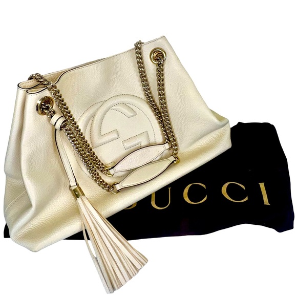GUCCI MEDIUM SOHO CHAIN SHOULDER BAG IN LIGHT IVORY - Picture 6 of 12